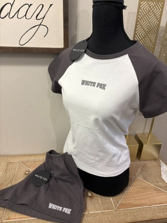 White Fox Boutique Tops - White Fox 2 PC Social Season Baby Tee & Short Set